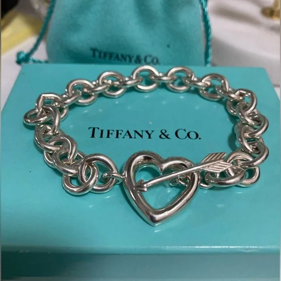 Pre-owned Tiffany & Co. Heart Arrow Motif Chain Bracelet Silver 925 - Picture 5 of 8